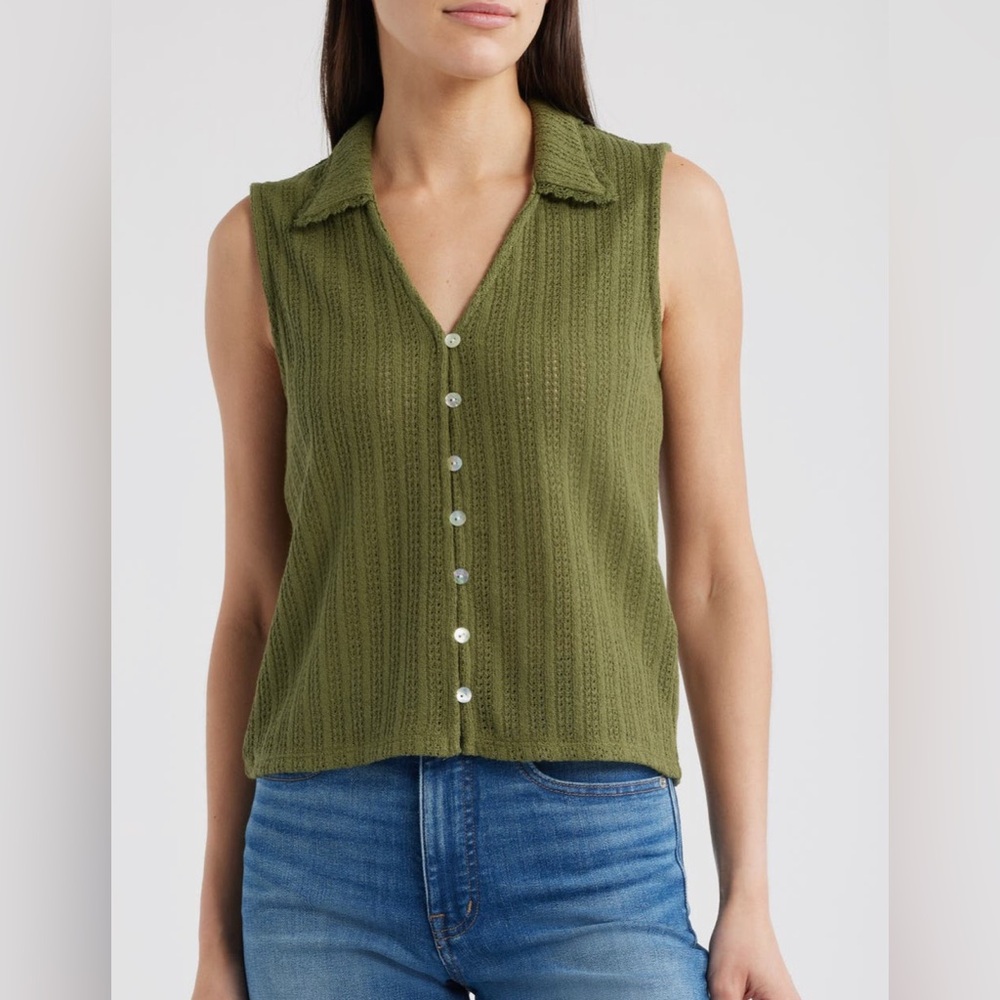 NEW…Madewell Knit V-Neck Button-Down Top